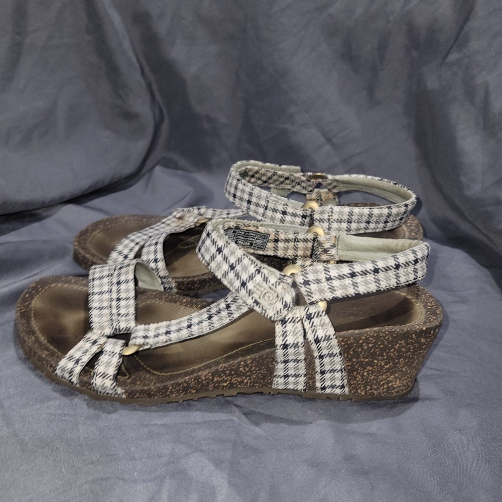 TEVA VENTURA CORK 2 WEDGE 4220 WOMENS PLAID SANDALS SIZE 9.5M STRAPPY